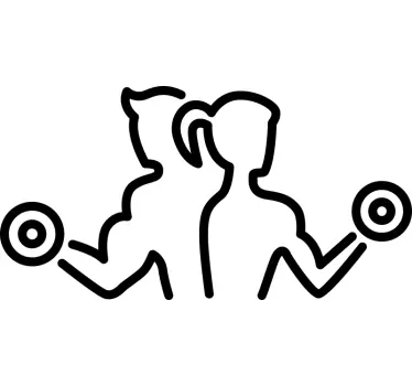 Stickers sport Man en vrouw met halter - TenStickers