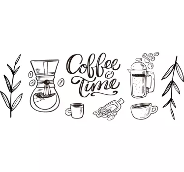 Muursticker keuken met drinken koffieplanten en thema's - TenStickers