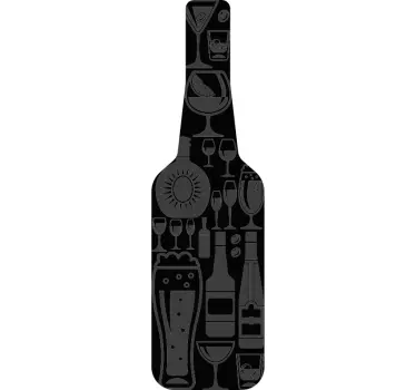 Muurstickers drinken Wijnfles met cocktails - TenStickers