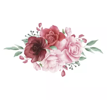 Bloemen stickers Rode en roze rozen aquarel effect - TenStickers