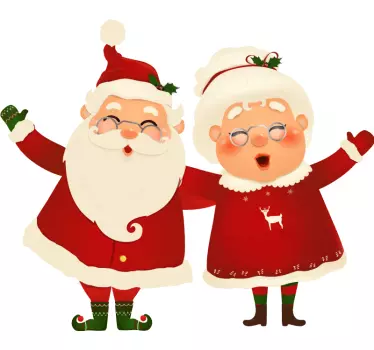 Kerststickers Kerstman met vrouw - TenStickers