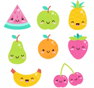 Muursticker keuken met 8 schattige fruit pack - TenStickers