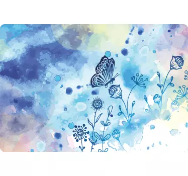 Stickers voor laptop Bloemen tekenen en vlinders - TenStickers