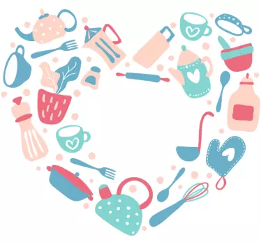 Keukengerei muurstickers Keuken hart - TenStickers