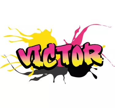 Personaliseerbare roze en gele graffiti - TenStickers