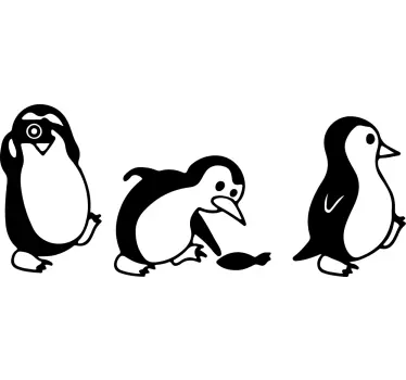 Muurstickers vogels Schattige pinguïns lopen - TenStickers