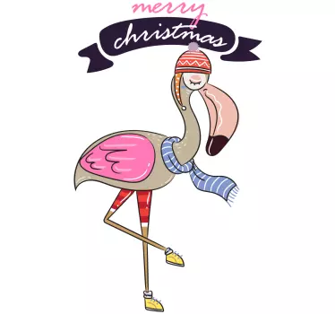 Kerststickers Kerst flamingo - TenStickers