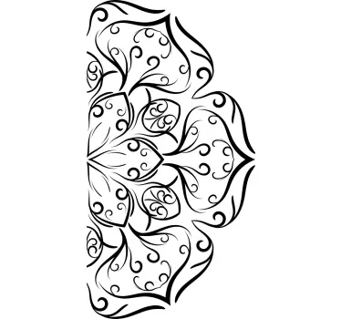 Douchewand sticker halve bloemenmandala - TenStickers
