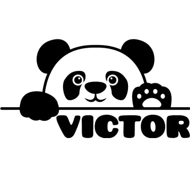 Babykamer muurstickers Gluurde babypanda met naam - TenStickers