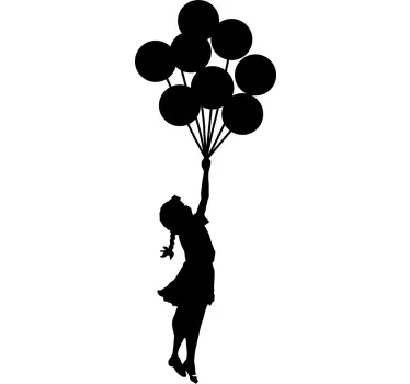 Muursticker woonkamer meisje balonnen Banksy - TenStickers