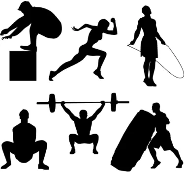 Muurstickers personen Fitnessgewichten uitwerken - TenStickers
