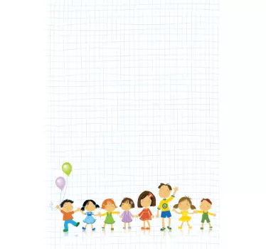 Sticker whiteboard kinderen hand in hand - TenStickers