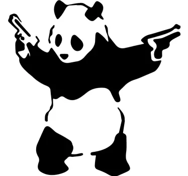 Koelkast sticker Banksy panda met geweren - TenStickers