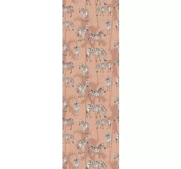 Koelkast sticker zebras op beige - TenStickers