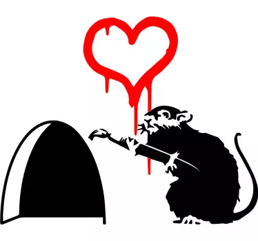 Stickers kunst Rat en een hart banksy - TenStickers