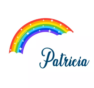 Babykamer muurstickers Gepersonaliseerde sparkly regenboog - TenStickers