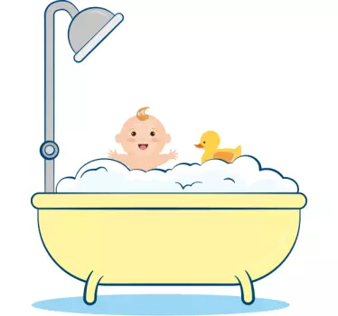 Douchedeur sticker schattig baby baddertijd - TenStickers