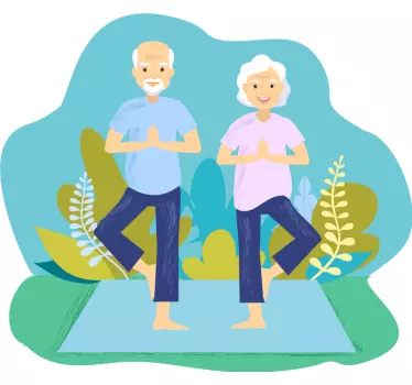 Fashion sticker ouderen yoga oefening - TenStickers