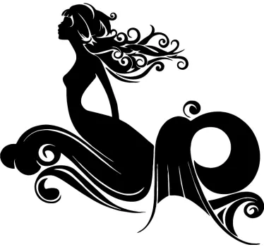 Douchedeur sticker graceful zeemeermin silhouet - TenStickers