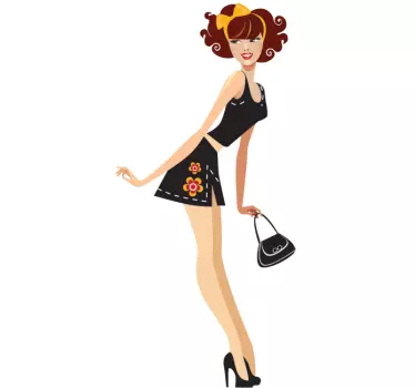Sticker mooie dame met strik - TenStickers