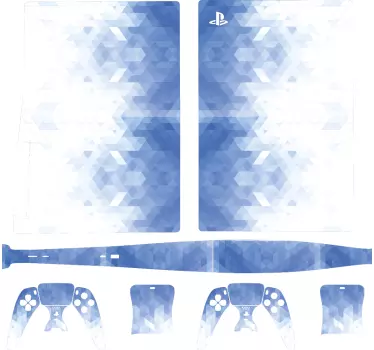 Ps5 sticker blauwe geometrische motieven - TenStickers