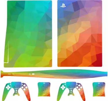 Ps5 sticker heldere geometrische composities - TenStickers