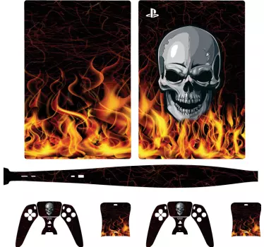 Ps5 sticker skullvlam motief - TenStickers