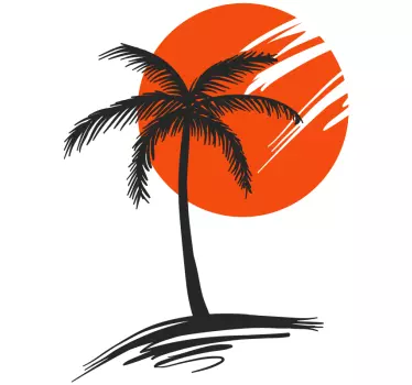 Muursticker woonkamer palmboom zon vakantie - TenStickers