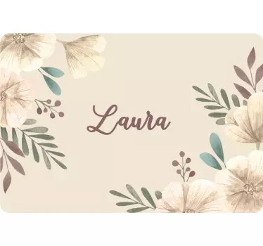 Laptop sticker bloeiende bloemen met naam - TenStickers