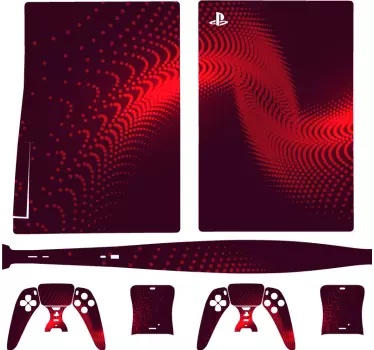 Ps5 sticker golven van rood - TenStickers