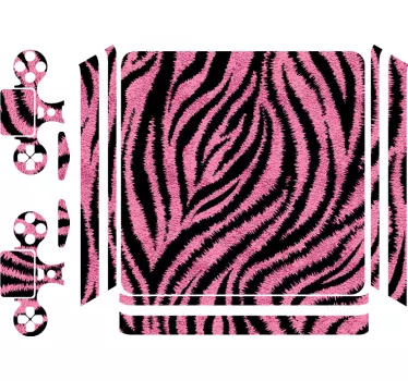 Ps4 sticker roze zebra patroon - TenStickers