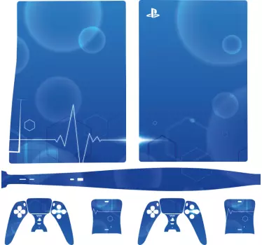 Ps5 sticker blauw tech patroon - TenStickers