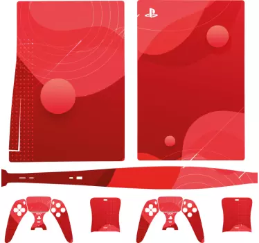Ps5 sticker strak rood ontwerp - TenStickers