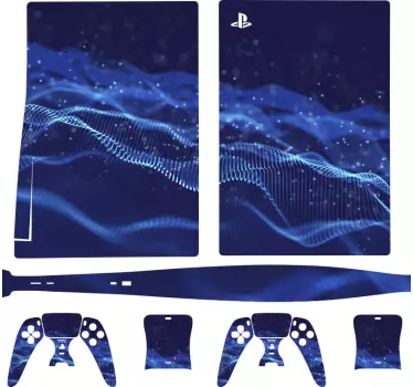 Ps5 sticker blauwe golfpatronen - TenStickers