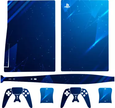 Ps5 sticker blauwe geometrische stijl - TenStickers