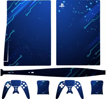 Blauw circuitpatroon ps5 sticker - TenStickers