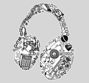 Sticker Muziek hoofdtelefoon - TenStickers