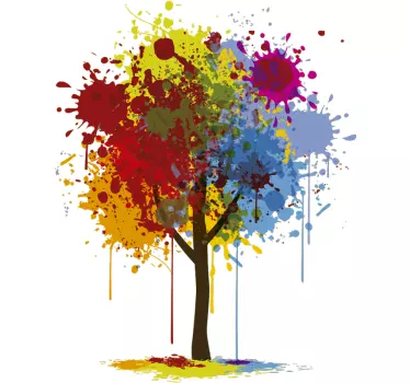Muursticker woonkamer boom Verfspatten - TenStickers