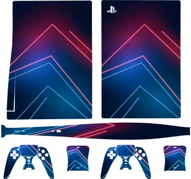 PS5 sticker Neon blauw licht met lijnen - TenStickers