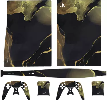Gouden marmerpatroon ps5 sticker - TenStickers