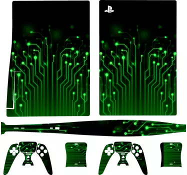 Ps5 sticker groene circuitpatronen - TenStickers