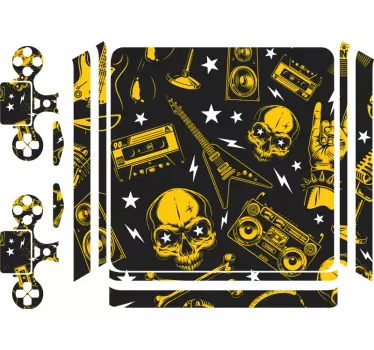 PS4 sticker Rock and roll naadloze patroon - TenStickers