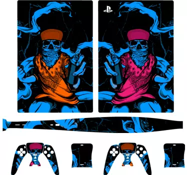 Ps5 sticker schedel graffiti stijl - TenStickers