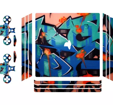 Ps4 sticker levendig graffiti patroon - TenStickers