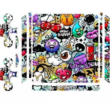 Ps4 sticker dynamische kleurrijke vormen - TenStickers