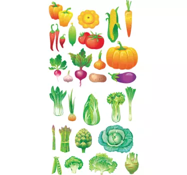 Muursticker keuken verschillende groenten - TenStickers