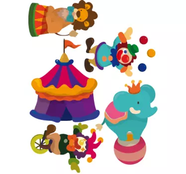 Sticker kinderkamer personages circus - TenStickers