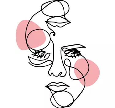 Muursticker kunst abstracte gezichtslijnen - TenStickers