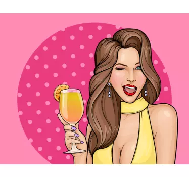 Fashion sticker charmante vrouw die knipoogt - TenStickers