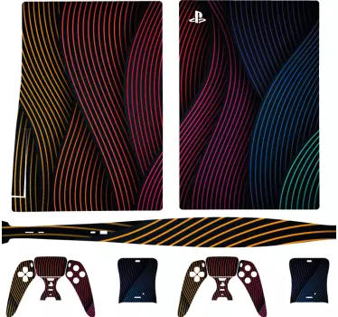Ps5 sticker levendige gebogen lijnen - TenStickers
